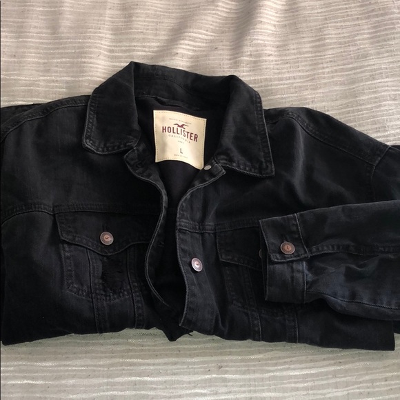Hollister Jackets & Blazers - black distressed jean jacket